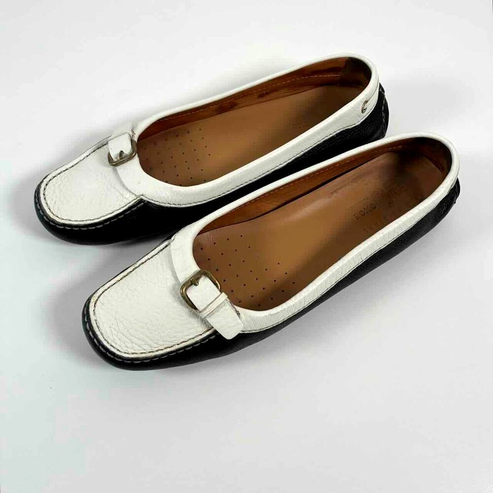 Y2K The Original Car Shoe (Prada) Black & White Leather Driving Loafers - EU40